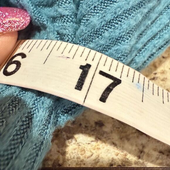 Urban Outfitters Blue Cropped Rib Top Cuff Sleeves Medium - Picture 5 of 11